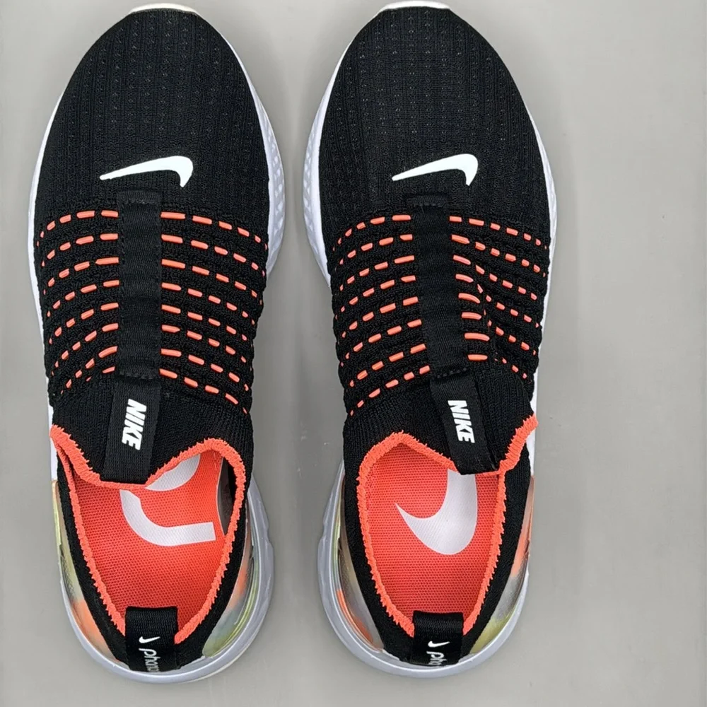 NWT! Nike React Phantom Run Flyknit 2 Sneakers Women’s 5 Neon Orange, Black - Picture 8 of 12